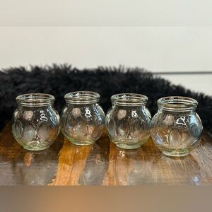 Set of 4 Clear Glass Votive Candle Holders 3x2 Embellished for Decor or Crafts